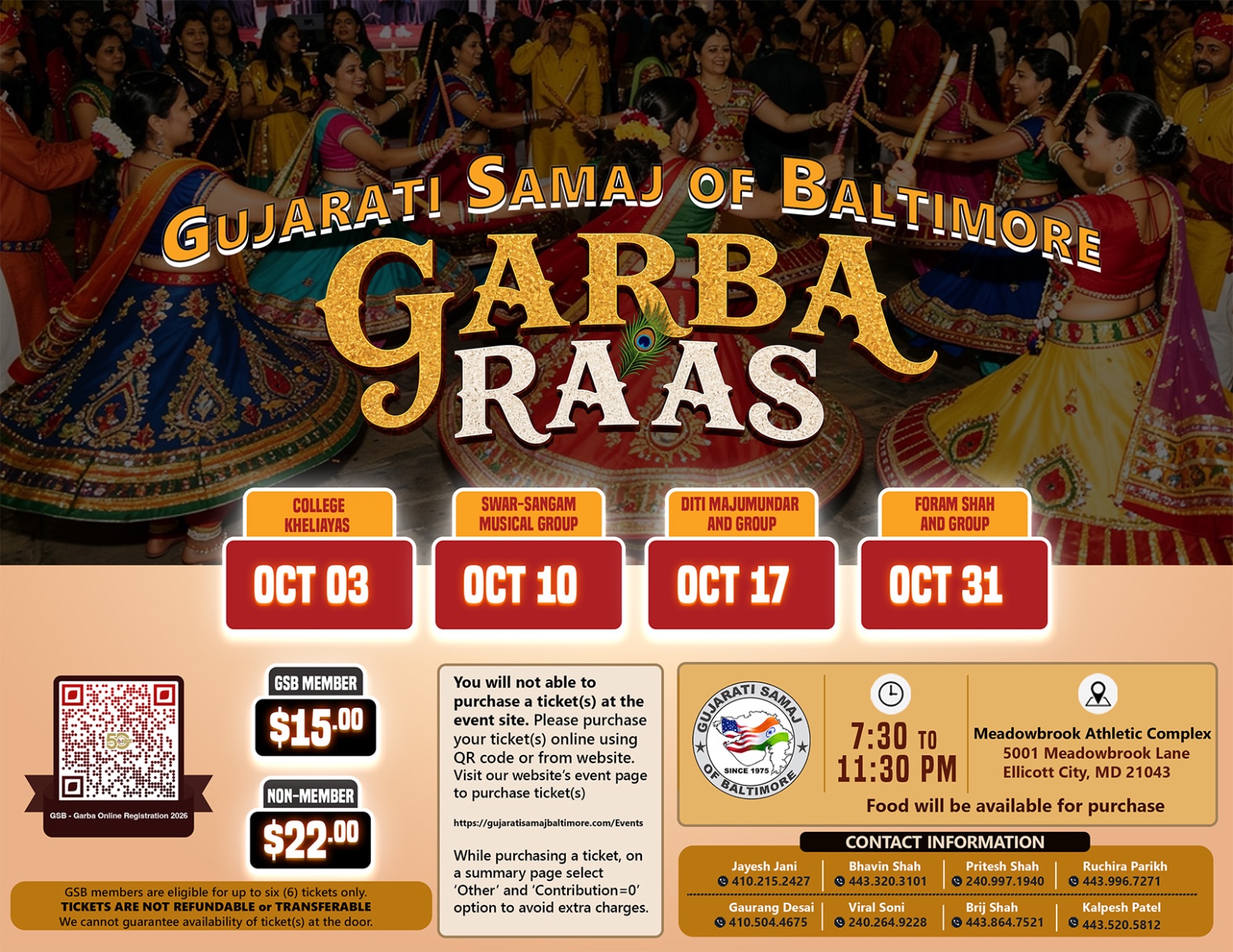Gujarati Samaj of Baltimore Garba Raas 2026 flyer
